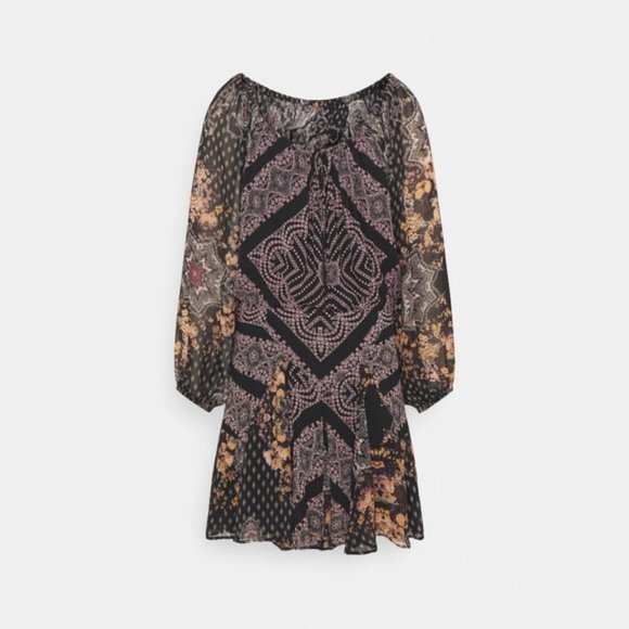 NWT Free People black paisley floral printed dress - Picture 5 of 8